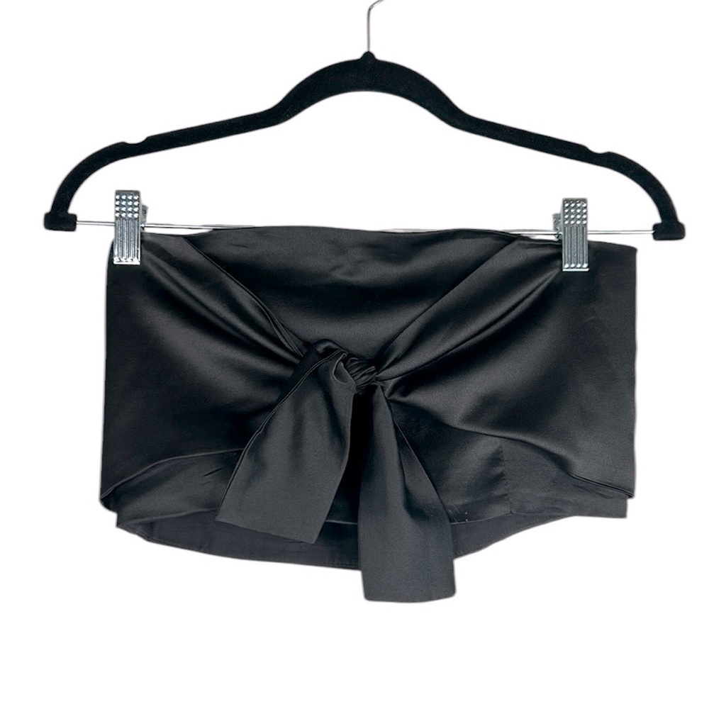 Skylar + Madison Black 90's Y2K Satin Front Twist Cropped Sleeveless Top Size S
